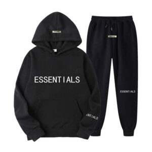 Black Essential Hooded Tracksuit