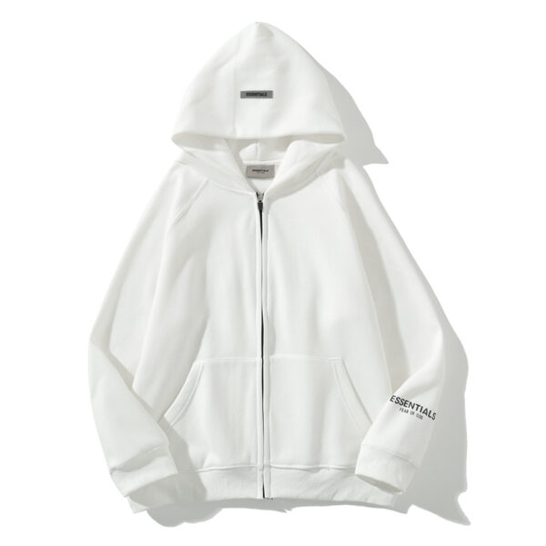 Essentials Fear of God Zipper White Hoodie